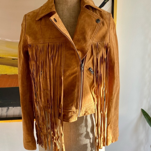 NWT Urban Outfitters Fringe Suede Moto Jacket - Picture 5 of 7